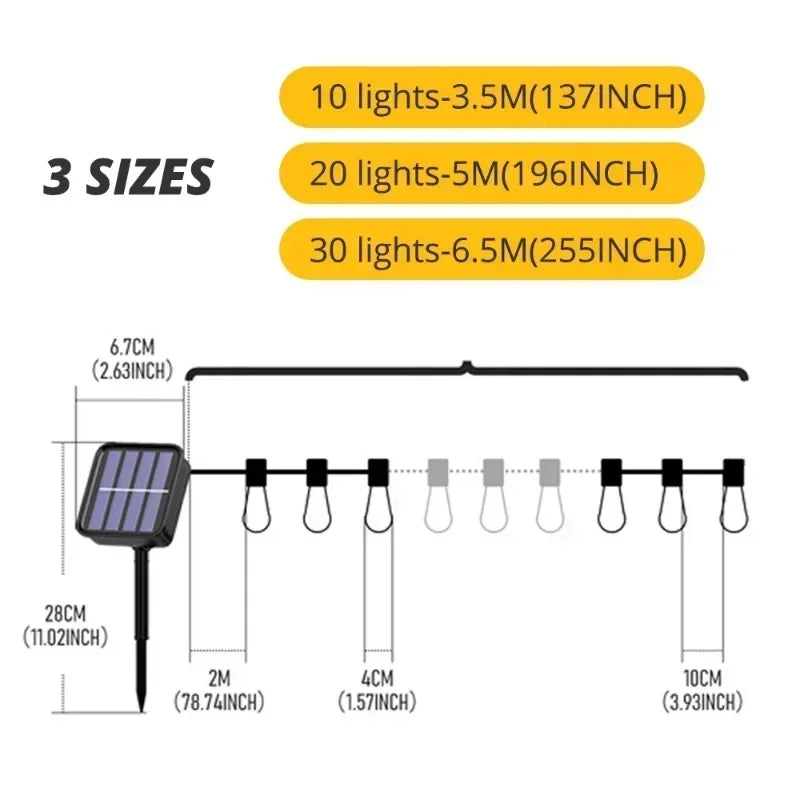 Warm White Solar Powered String Lights for Patio, Pool, and Decorating