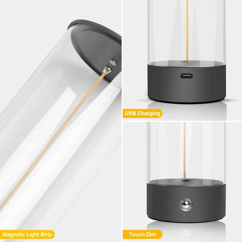 Minimalist Desk Lamp with Flexible LED Filament – USB-C Rechargeable and Touch Control