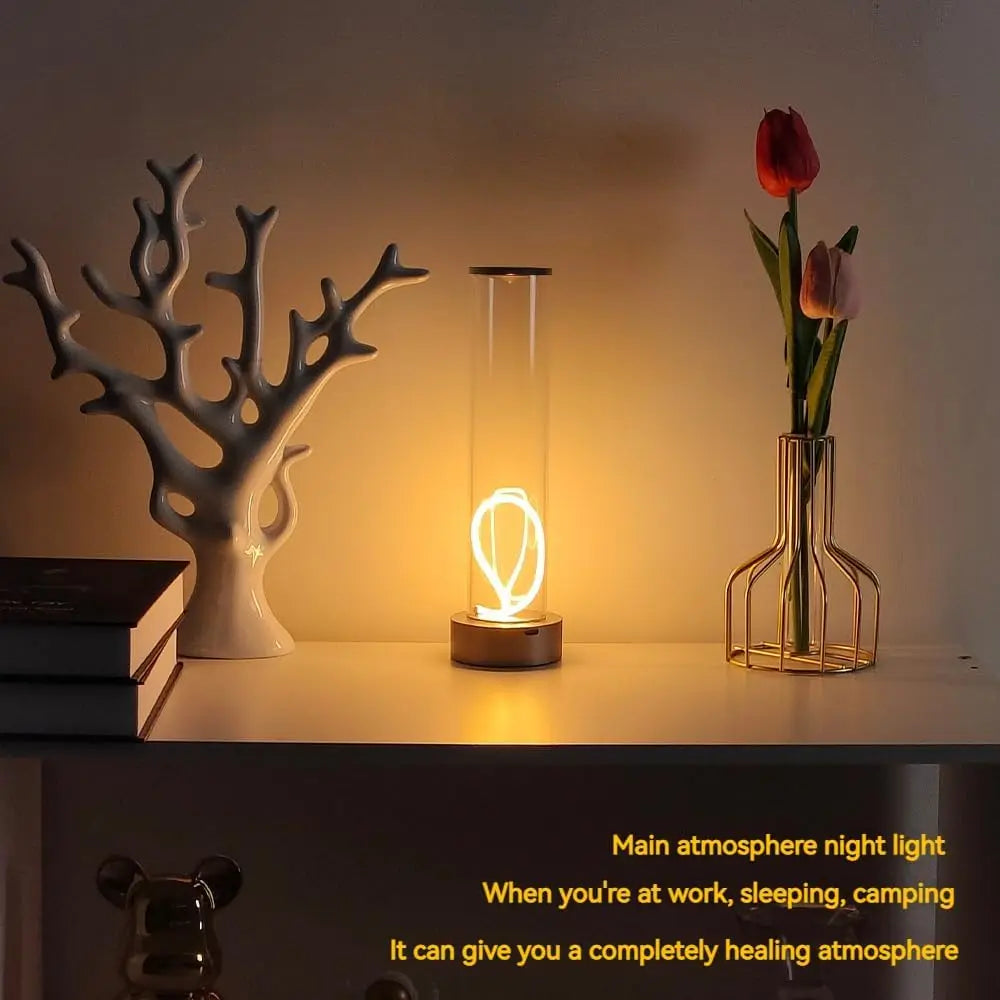 Minimalist Desk Lamp with Flexible LED Filament – USB-C Rechargeable and Touch Control