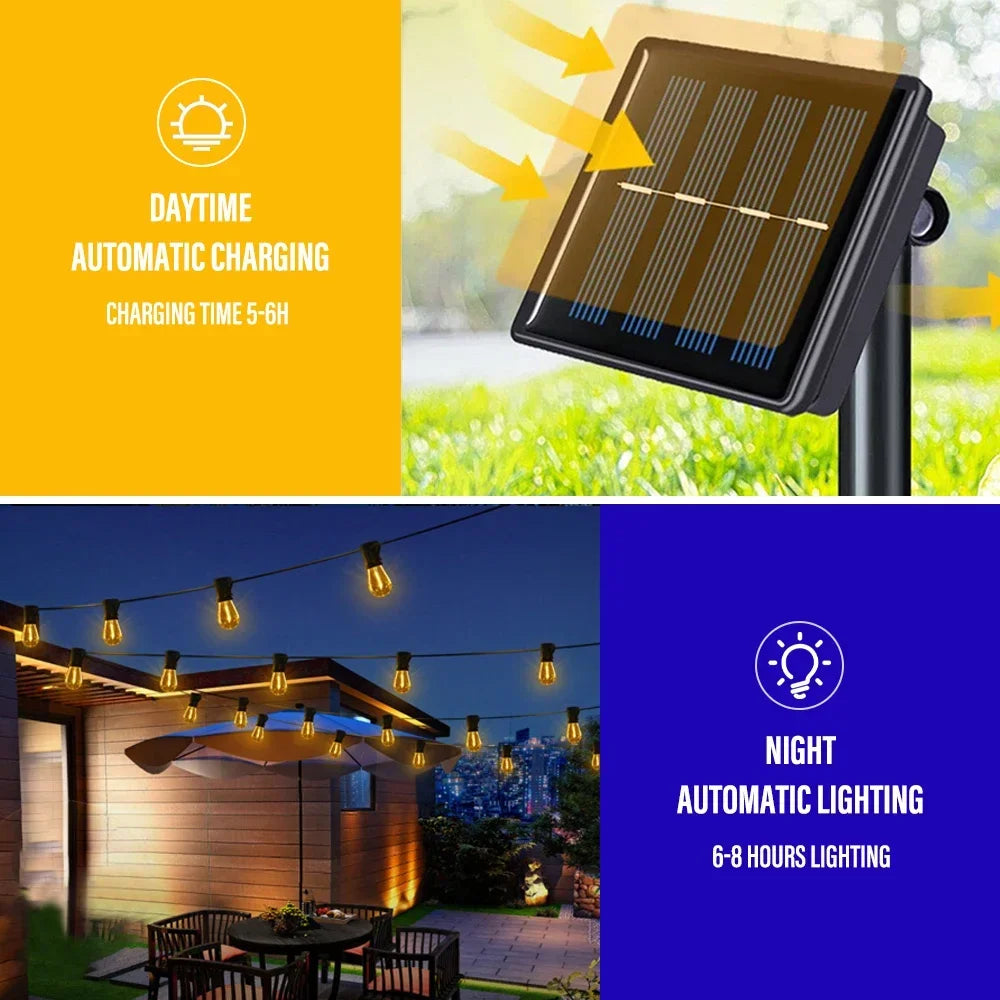 Warm White Solar Powered String Lights for Patio, Pool, and Decorating