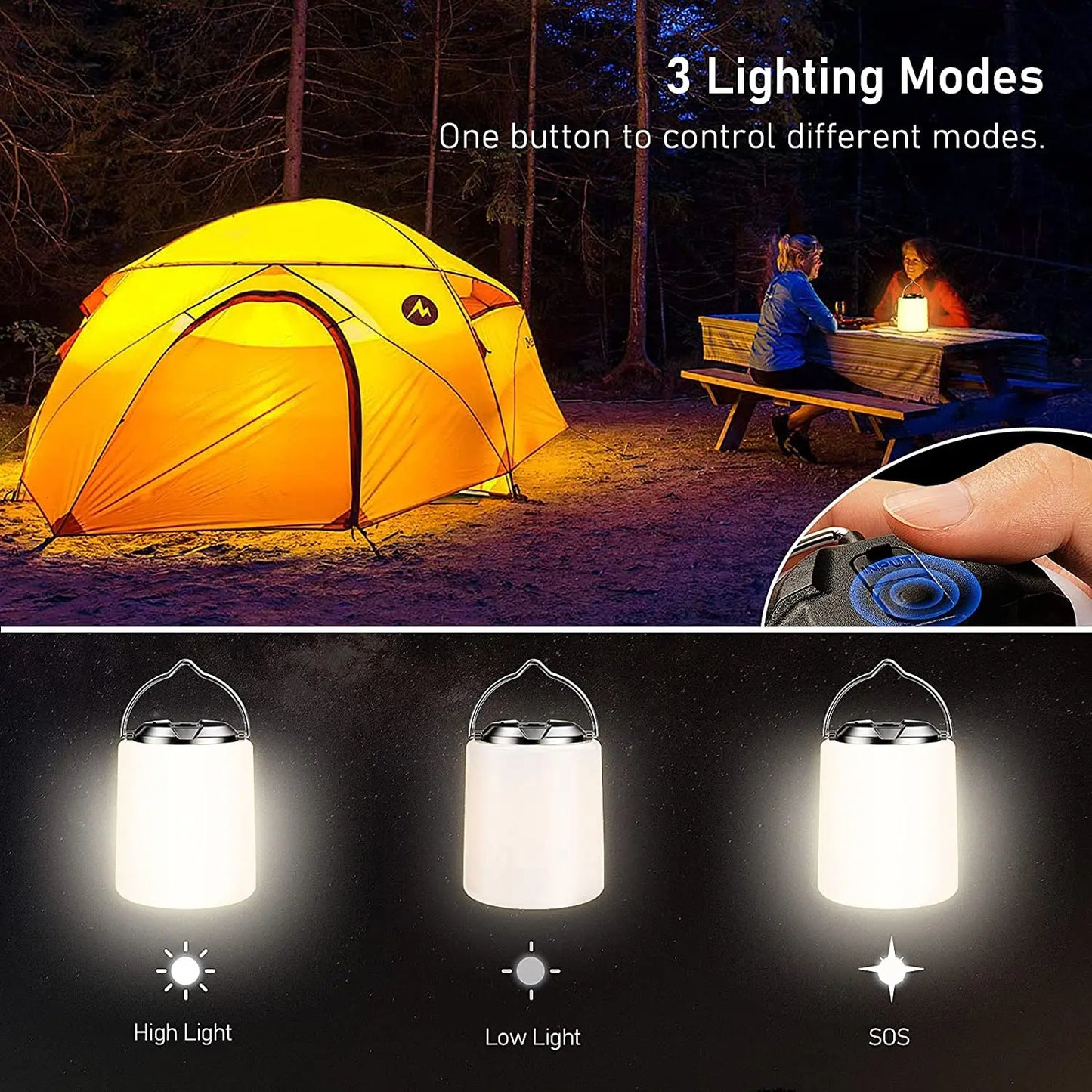 Versatile USB Camping Lantern – 2600 mAh Rechargeable Power in Jar & Globe Shapes